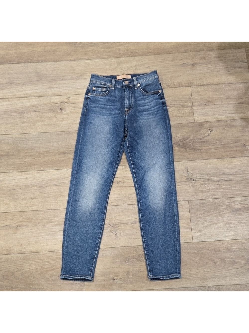 7 For All Mankind Luxe Vintage Medium Blue Skinny/Straight Jeans